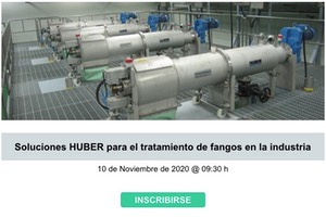 Soluciones HUBER para el tratamiento de fangos y subproductos en la industria, el próximo 10 de noviembre a las 09:30 h