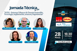 Últimas horas para la Jornada Técnica "SUDS - Sistemas Urbanos de Drenaje Sostenible: Tecnología, implantación, avances y experiencias"