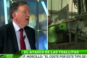 El presidente de AEAS expone en La Sexta los problemas que causan las toallitas húmedas en las redes de saneamiento