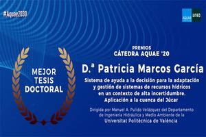 Una investigación del IIAMA, primer premio de la "Cátedra Aquae de Economía del Agua"