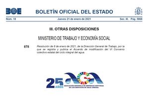 Actualizado y prorrogado el "VI Convenio Colectivo Estatal del Ciclo Integral del Agua"