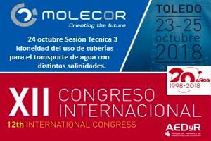Molecor estará presente en el "XII Congreso Internacional de AEDyR" que se celebra del 23 al 25 de octubre en Toledo