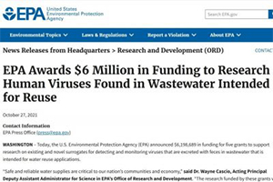 La Agencia de Protección Ambiental de los EEUU investigará la presencia de virus humanos en el agua regenerada