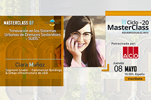 ACO patrocina y presenta sus soluciones en la MasterClass 07 "Innovación en los Sistemas Urbanos de Drenajes Sostenibles - SUDS"