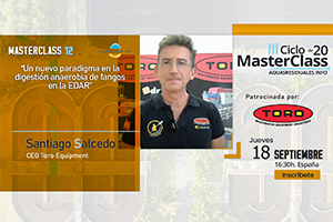 Toro Equipment patrocina y presenta sus soluciones en la MasterClass 12 "Un nuevo paradigma en la digestión anaerobia de fangos en la EDAR"