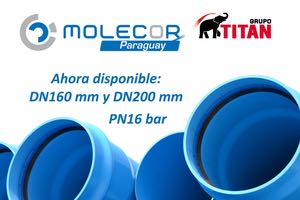 Molecor-Titán amplía su gama y lanza al mercado los caños TOM® de PVC Orientado DN160 y DN200 mm