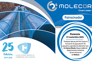 Molecor participa como patrocinador destacado en el "XXV Curso de Diseño e Instalación de Tuberías para Transporte de Agua"