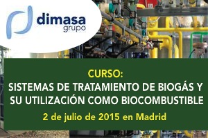 Últimos días para el curso "Sistemas de tratamiento de Biogás y su utilización como biocombustible" organizado por Dimasa en Madrid