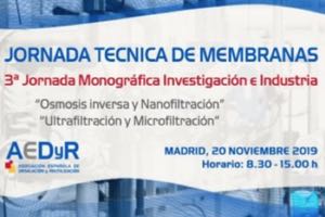AEDyR concentra en un solo día la 3ª Jornada Técnica sobre "Tecnología de Membranas" el 20 de noviembre en Madrid
