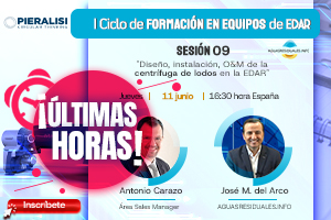 &Uacute;ltimas horas para la Sesi&oacute;n 09 del "I Ciclo de Formaci&oacute;n online de Equipos de EDAR&rdquo; impartida por PIERALISI