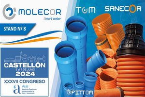 Presencia destacada de Molecor en el "XXXVII Congreso AEAS" con el sistema de PVC corrugado Sanecor® y las tuberías y accesorios de PVC-O TOM® y ecoFITTOM®