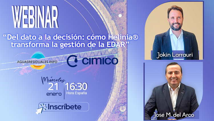 Inscr&iacute;bete en el Webinar T&eacute;cnico "Del dato a la decisi&oacute;n: c&oacute;mo Helinia&reg; transforma la gesti&oacute;n de la EDAR" con CIMICO