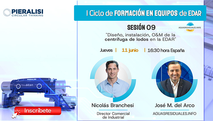 Inscr&iacute;bete a la Sesi&oacute;n 09 del "I Ciclo de Formaci&oacute;n online de Equipos de EDAR&rdquo; impartida por PIERALISI