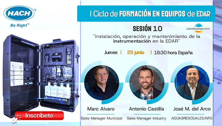 Inscr&iacute;bete a la Sesi&oacute;n 10 del "I Ciclo de Formaci&oacute;n online de Equipos de EDAR&rdquo; impartida por HACH