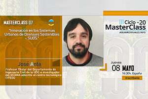 Últimas horas para la MasterClass 07 sobre "Innovación en los Sistemas Urbanos de Drenajes Sostenibles - SUDS"