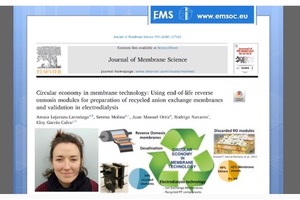Amaia Lejarazu-Larrañaga, ganadora del premio al mejor artículo científico de 2020 de la European Membrane Society