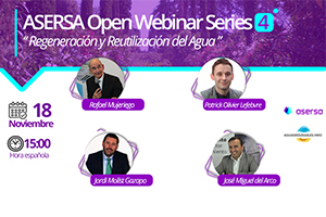 Últimas horas para el ASERSA Open Webinar Series 4 sobre "Regeneración y Reutilización del Agua" ¡inscríbete ya!