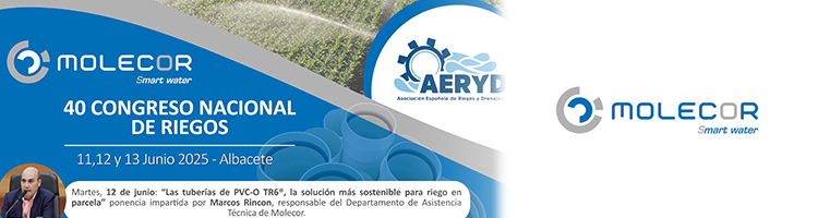 Molecor presentará su tubería de PVC Orientado para riego TR6®, en el "40º Congreso Nacional de Riegos"