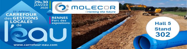 Molecor estará presente en la "Carrefour des Gestions Locales de l'Eau" el 29 y 30 de enero en Rennes, Francia