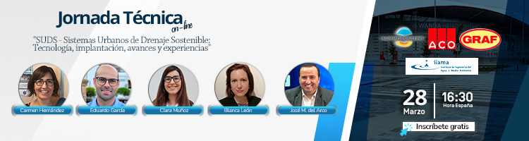 Últimas horas para la Jornada Técnica "SUDS - Sistemas Urbanos de Drenaje Sostenible: Tecnología, implantación, avances y experiencias"