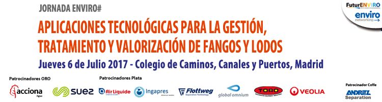 MAPAMA, Canal de Isabel II y 10 expertos participarán en la "II Jornada sobre APLICACIONES TECNOLÓGICAS PARA LA GESTIÓN, TRATAMIENTO Y VALORIZACIÓN DE FANGOS"