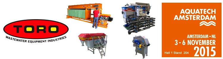 Toro Equipment acude como expositor a Aquatech Amsterdam 2015 para presentar sus últimas novedades en tratamiento de aguas residuales