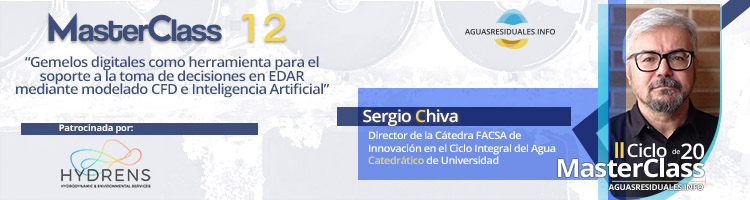 HYDRENS presentará sus soluciones en la MasterClass 12 "Gemelos digitales como herramienta para el soporte a la toma de decisiones en EDAR mediante modelado CFD e Inteligencia Artificial"