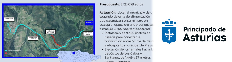 Cadasa invierte 8,1 M&euro; en extender la infraestructura de abastecimiento en Pravia