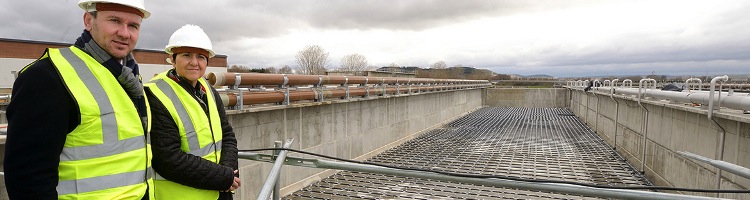 La directora de ACUAES y el alcalde visitan las obras de ampliación de la EDAR de Burgos que cuentan con una inversión de más de 65 millones de euros