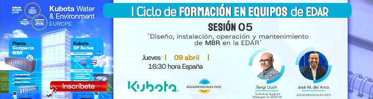 &Uacute;ltimas horas para la Sesi&oacute;n 05 del "I Ciclo de Formaci&oacute;n online de Equipos de EDAR&rdquo; impartida por KUBOTA