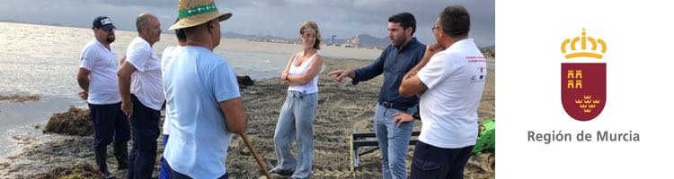 Las brigadas de limpieza del Mar Menor retiran 450 m3 de algas y residuos orgánicos de aguas de la laguna