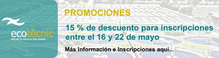 ECOTÉCNIC ofrece entre el 16 y el 22 de mayo un 15 % de descuento para su curso de "Eliminación de Nutrientes en EDAR"