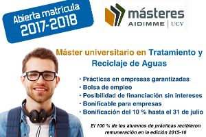 Abierta la matrícula 2017-18 del “Máster Universitario en Tratamiento y Reciclaje de Aguas” del AIDIMME/UCV