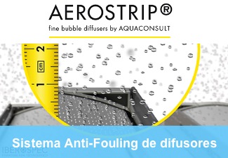 Sistema Anti-Fouling de los difusores de burbuja fina de AEROSTRIP®